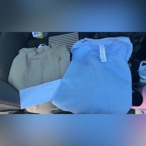 Alo Yoga Blue and Tan Crewneck Sweaters